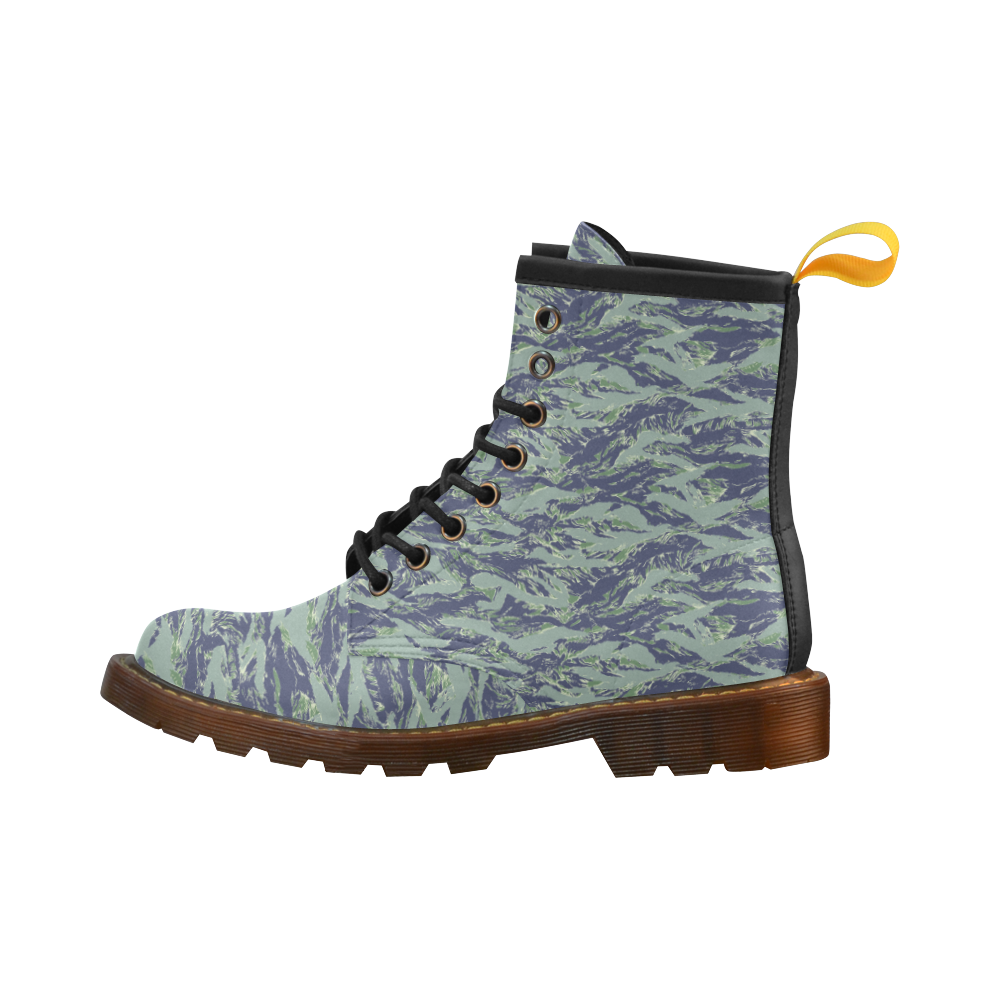 Jungle Tiger Stripe Green Camouflage High Grade PU Leather Martin Boots For Men Model 402H