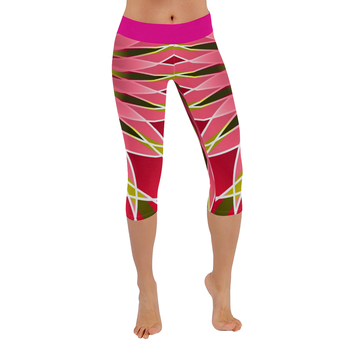 Pretty in pink Women's Low Rise Capri Leggings (Invisible Stitch) (Model L08)