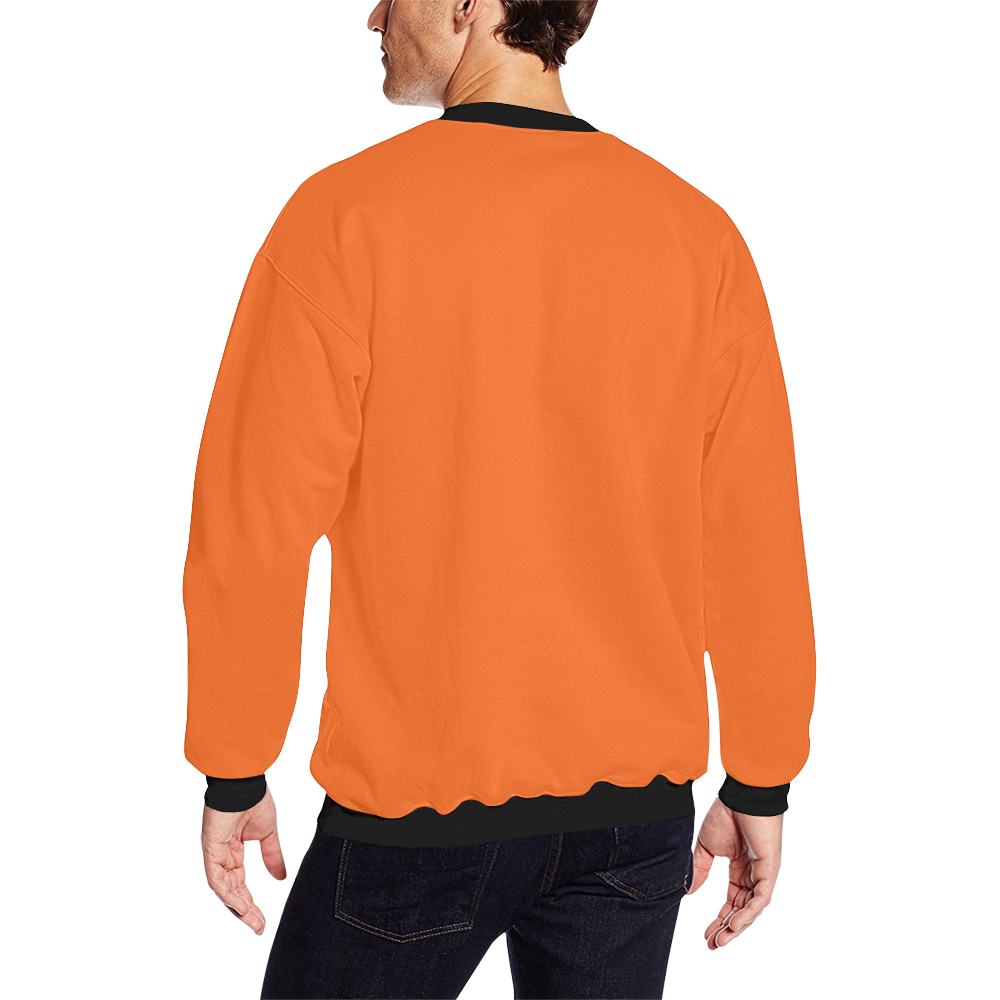 Lighthouse Modern Orange Men's Oversized Fleece Crew Sweatshirt/Large Size(Model H18)