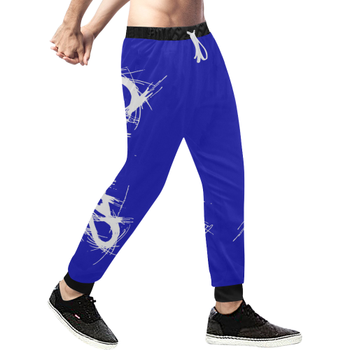 anti gods suicide CUT  logo WHITE blue joggers Men's All Over Print Sweatpants (Model L11)