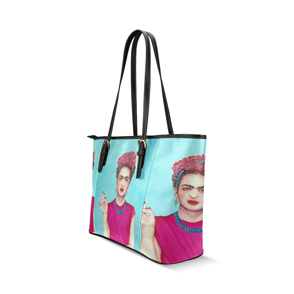 FRIDA IN THE PINK Leather Tote Bag/Small (Model 1640)