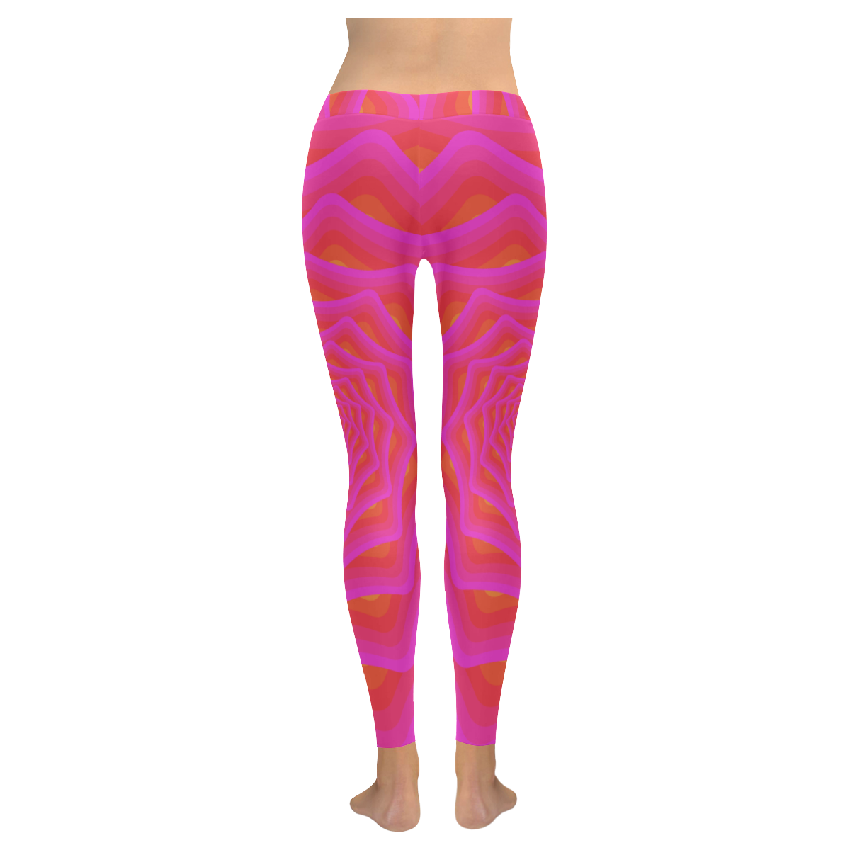 Pink spiral Women's Low Rise Leggings (Invisible Stitch) (Model L05)