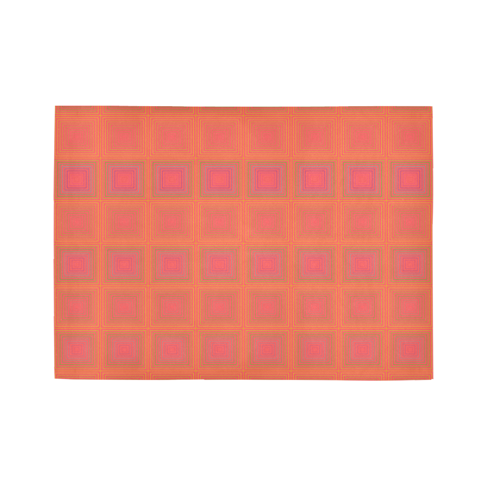 Pale pink golden multiple squares Area Rug7'x5'