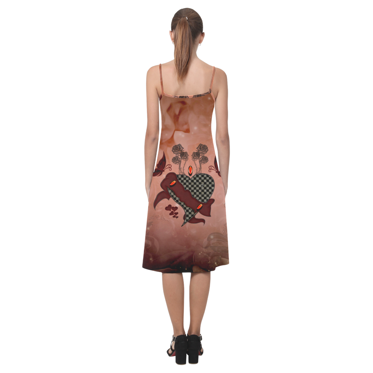 Heart with butterflies Alcestis Slip Dress (Model D05)