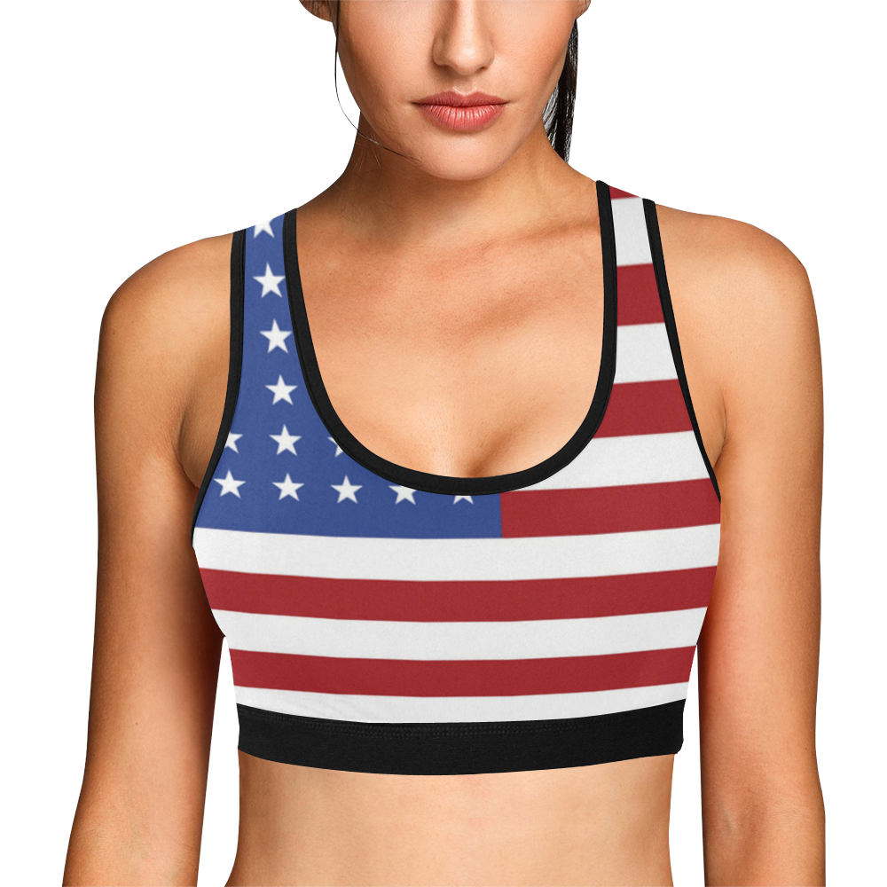 USA flag Women's All Over Print Sports Bra (Model T52)