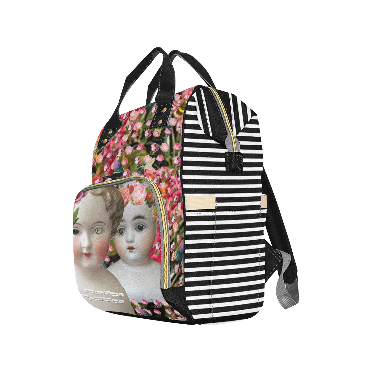 Two Flower Dolls Multi-Function Diaper Backpack/Diaper Bag (Model 1688)