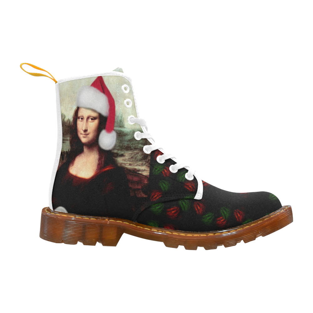 Christmas Mona Lisa with Santa Hat Martin Boots For Men Model 1203H