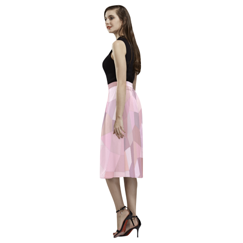 Pastel Pink Mosaic Aoede Crepe Skirt (Model D16)