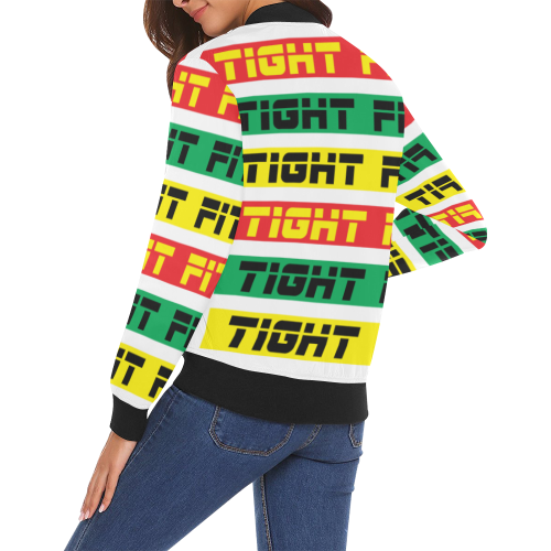 TIGHT FIT Women Colour Bars 3 rgy All Over Print Bomber Jacket for Women (Model H19)
