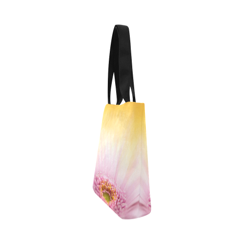 Gerbera Daisy - Pink Flower on Watercolor Yellow Canvas Tote Bag (Model 1657)