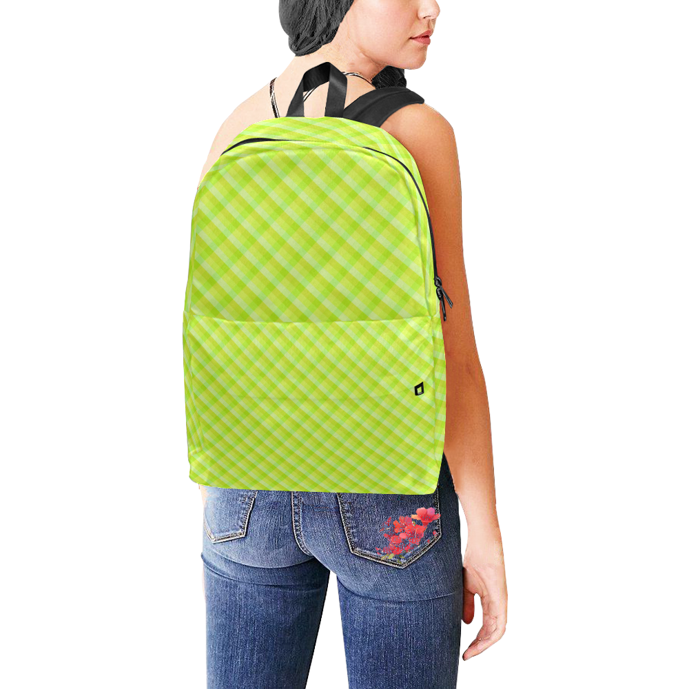 Yellow and green plaid pattern Unisex Classic Backpack (Model 1673)