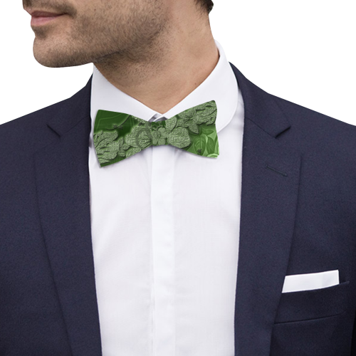 Wonderful green floral design Custom Bow Tie