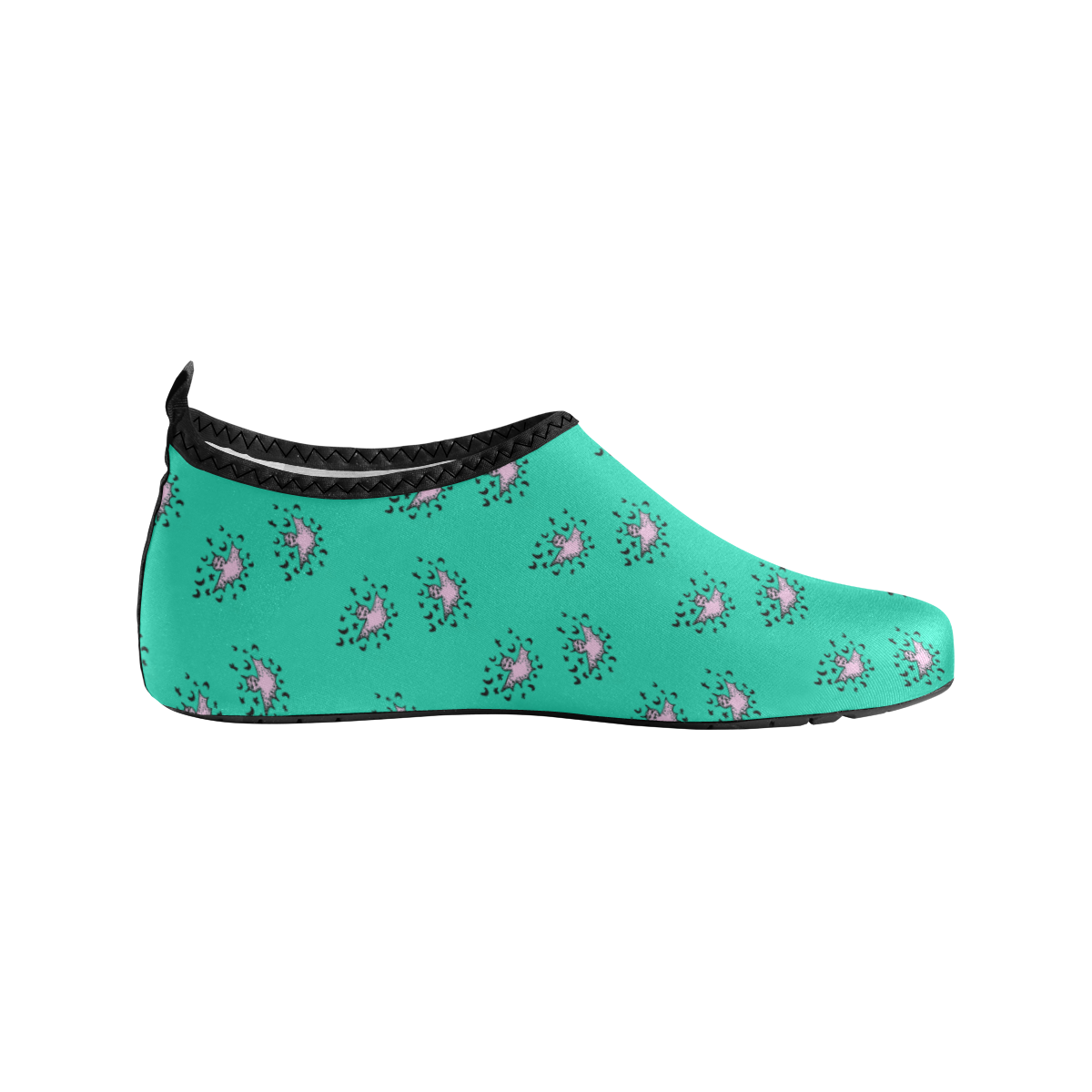 zodiac bat pink teal Women's Slip-On Water Shoes (Model 056)