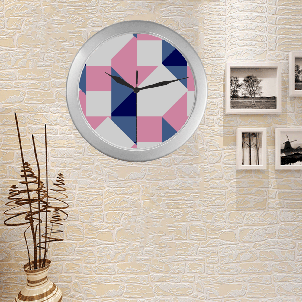 geometricspring Silver Color Wall Clock