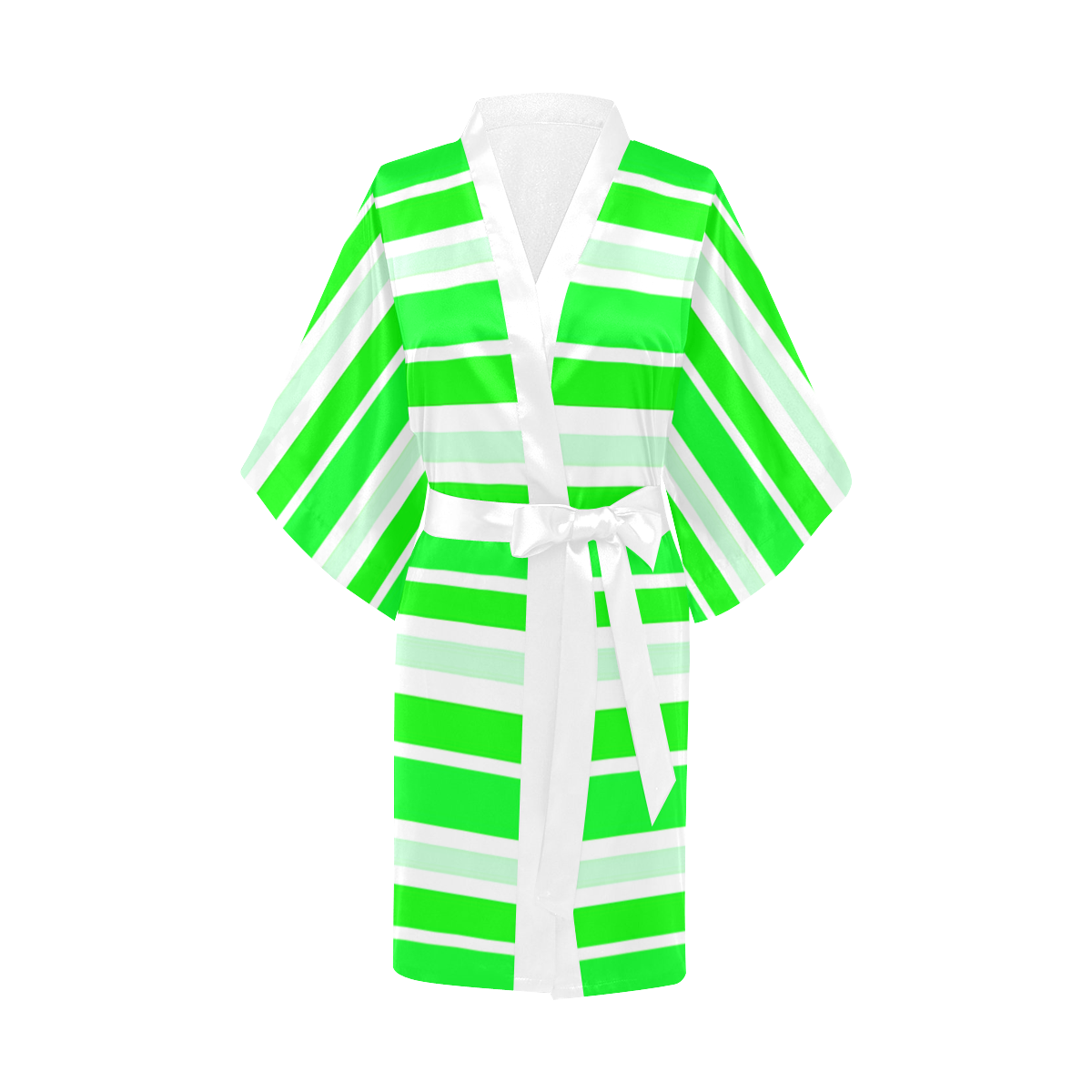 Neon Green Stripes Kimono Robe