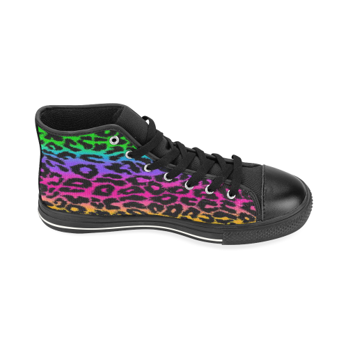 Tiger rainbow High Top Canvas Shoes for Kid (Model 017)