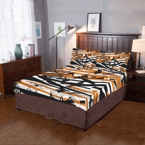 Floral Tiger Print 3-Piece Bedding Set