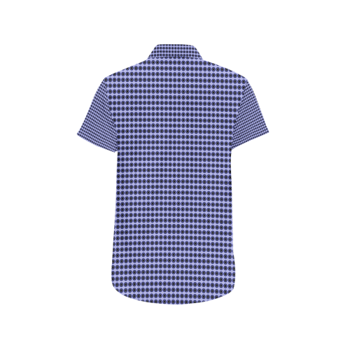 Navy Blue Checks Preppie Men's All Over Print Short Sleeve Shirt (Model T53)