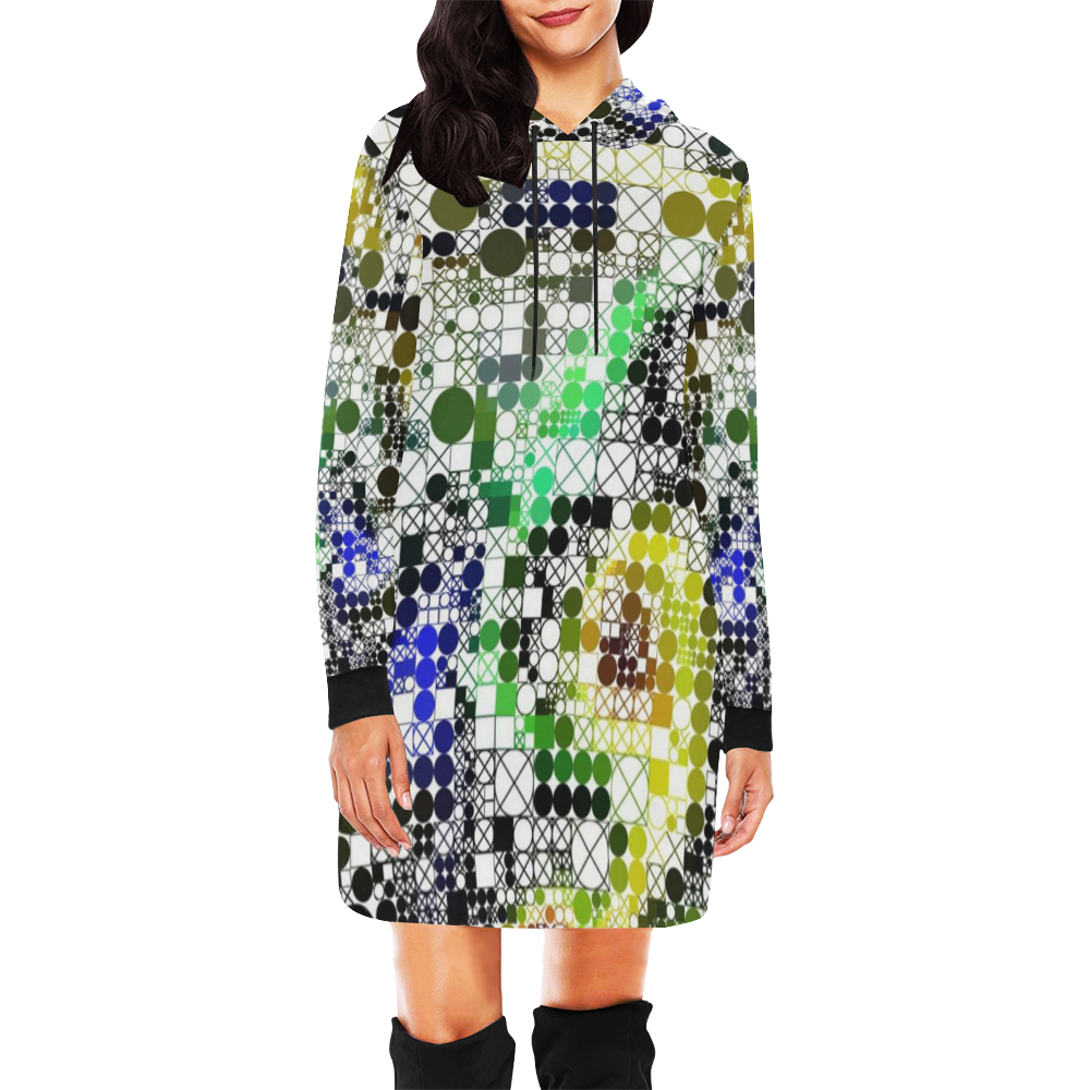 funny mix of shapes  by JamColors All Over Print Hoodie Mini Dress (Model H27)