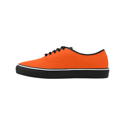color orange red Classic Men's Canvas Low Top Shoes (Model E001-4)