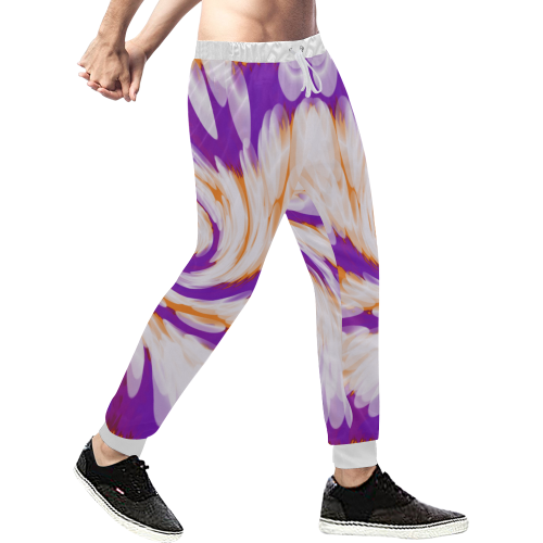 Purple Orange Tie Dye Swirl Abstract Men's All Over Print Sweatpants (Model L11)