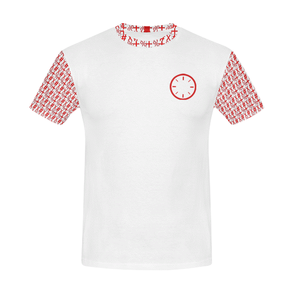 NUMBERS Collection Symbols Circle + x Red/White All Over Print T-Shirt for Men (USA Size) (Model T40)