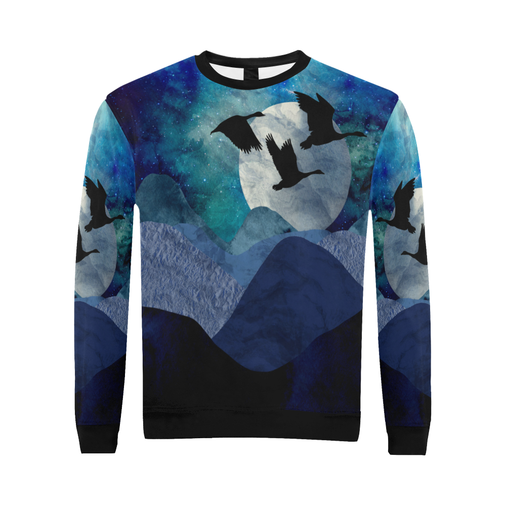Night In The Mountains All Over Print Crewneck Sweatshirt for Men (Model H18)