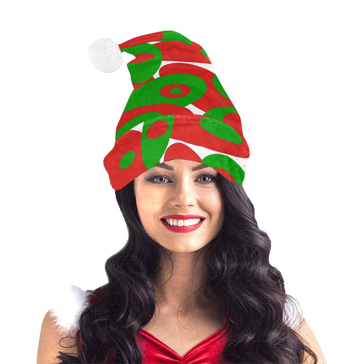 Red and Green Orbs Santa Hat