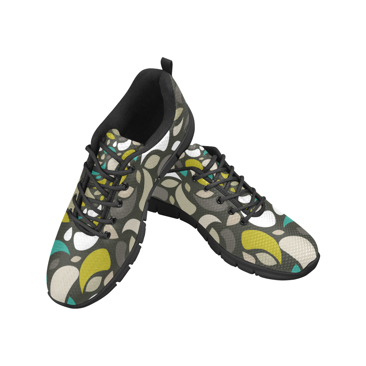 Leaves And Geometric Shapes Women's Breathable Running Shoes/Large (Model 055)