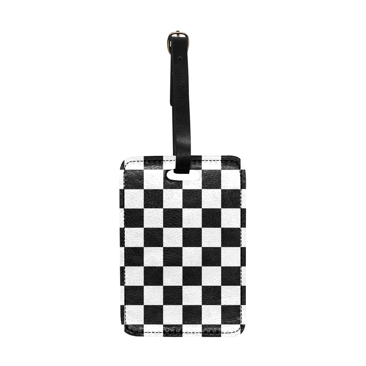 Black White Checkers Luggage Tag