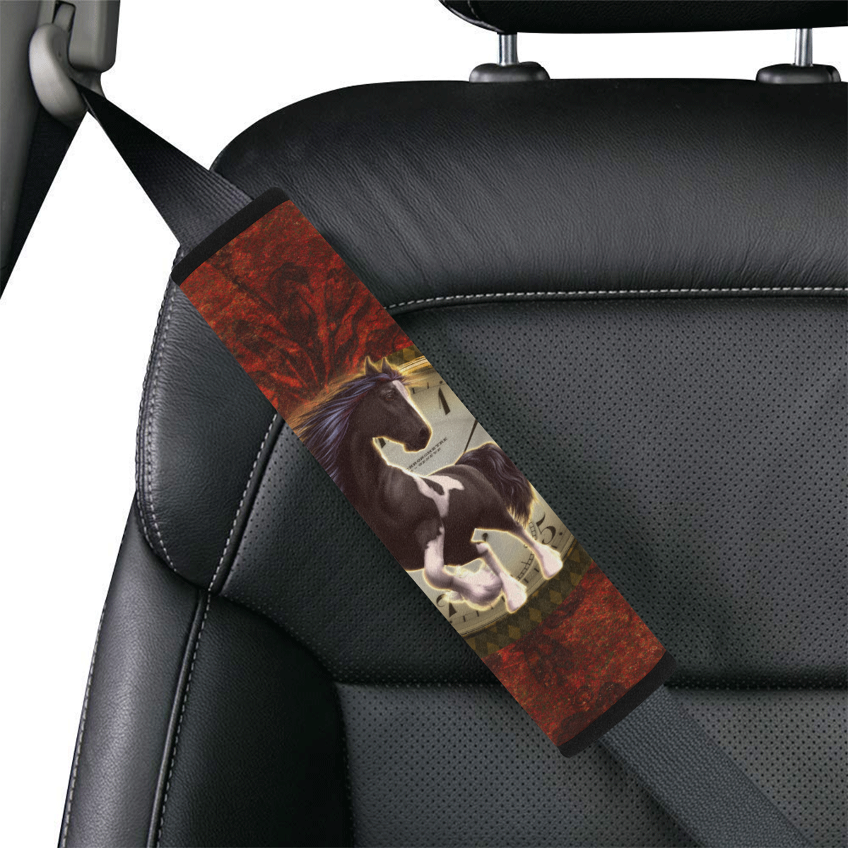 Wonderful horse on a clock Car Seat Belt Cover 7''x12.6''