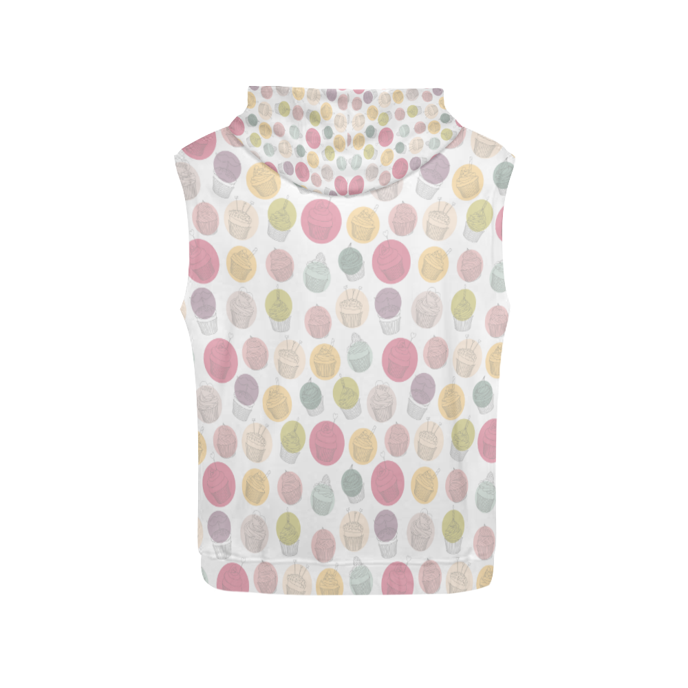 Colorful Cupcakes All Over Print Sleeveless Hoodie for Men (Model H15)