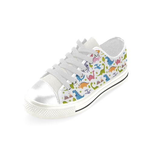 Dinosaur Pattern Low Top Canvas Shoes for Kid (Model 018)
