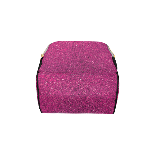 Hot Pink Glitter Multi-Function Diaper Backpack/Diaper Bag (Model 1688)