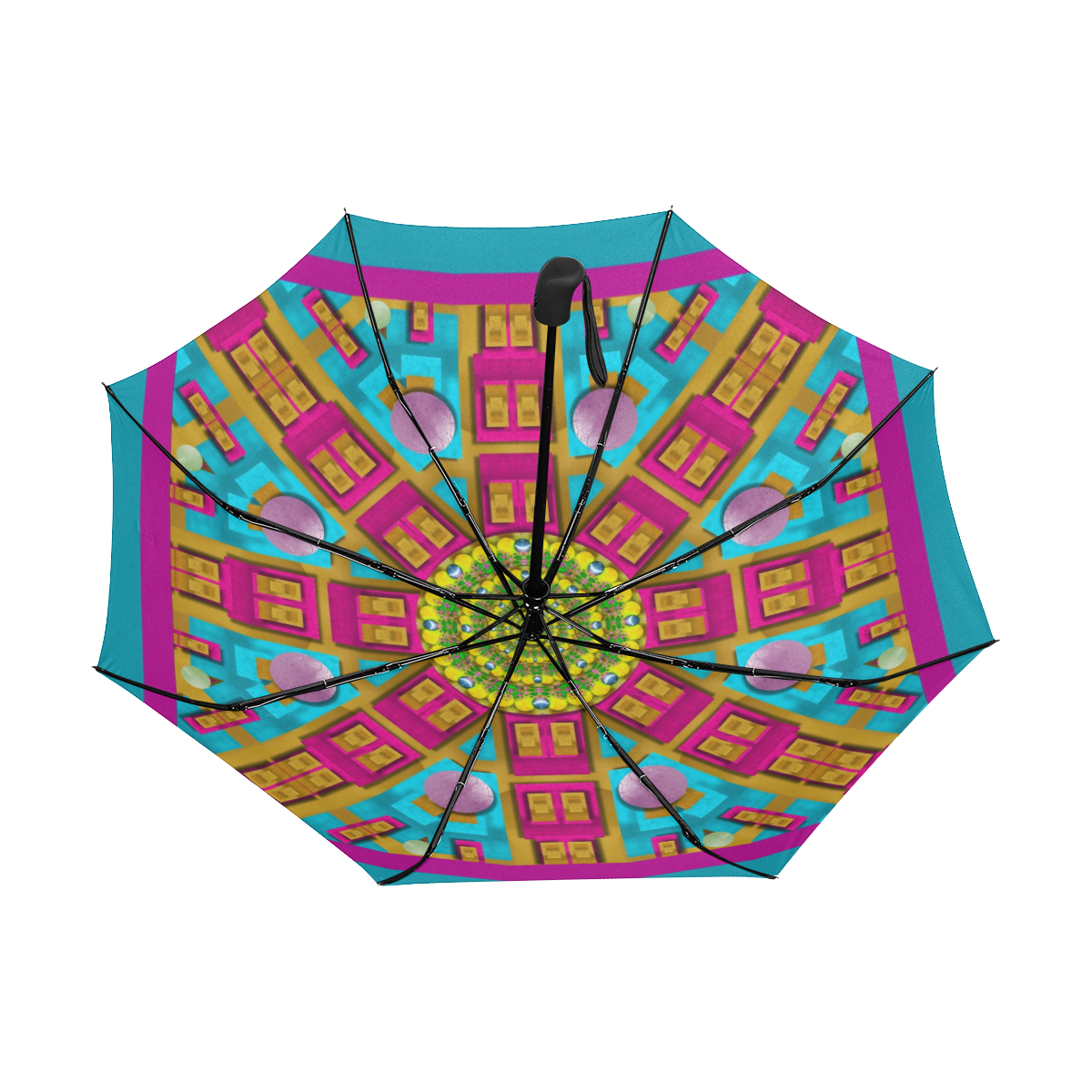 Sunny and bohemian sun shines in colors Anti-UV Auto-Foldable Umbrella (Underside Printing) (U06)