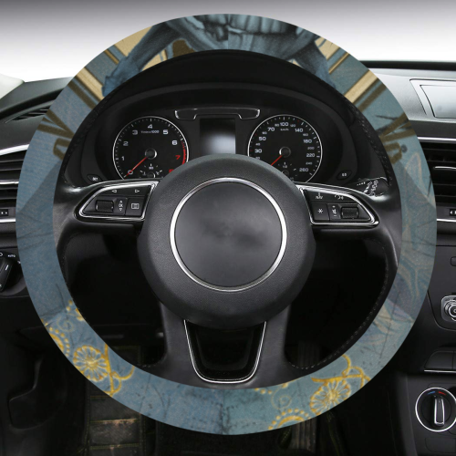 The blue skull with crow Steering Wheel Cover with Anti-Slip Insert