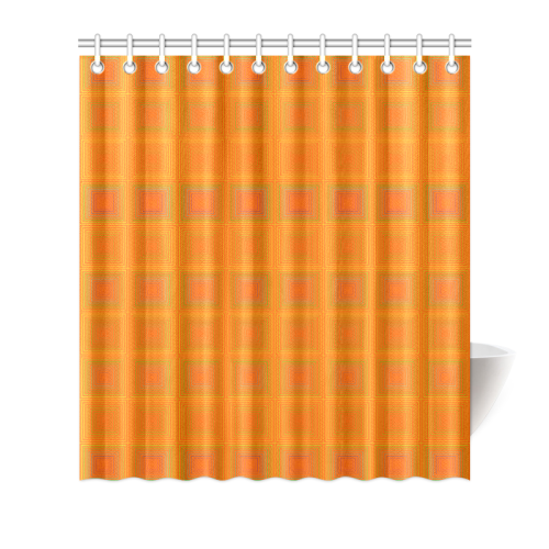 Orange reddish multicolored multiple squares Shower Curtain 66"x72"