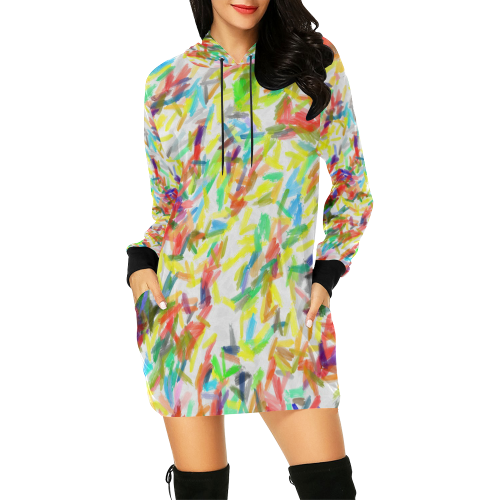 Colorful brush strokes All Over Print Hoodie Mini Dress (Model H27)