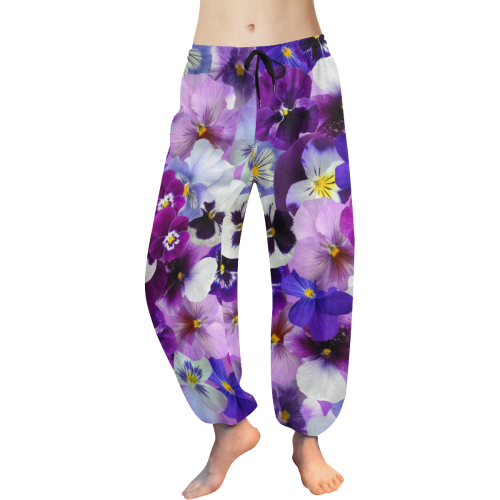 Pretty Purple Pansies Women's All Over Print Harem Pants (Model L18)