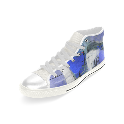 Lua blue White Men’s Classic High Top Canvas Shoes (Model 017)