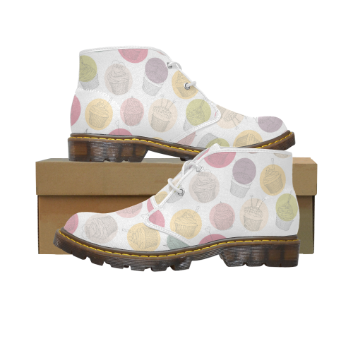 Colorful Cupcakes Women's Canvas Chukka Boots/Large Size (Model 2402-1)