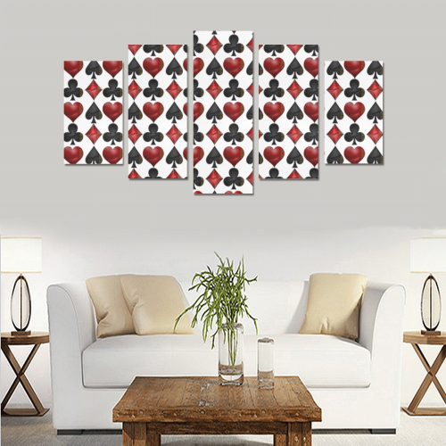 Las Vegas Black and Red Casino Poker Card Shapes Canvas Print Sets A (No Frame)
