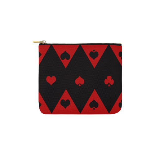 Las Vegas Black Red Play Card Shapes Carry-All Pouch 6''x5''