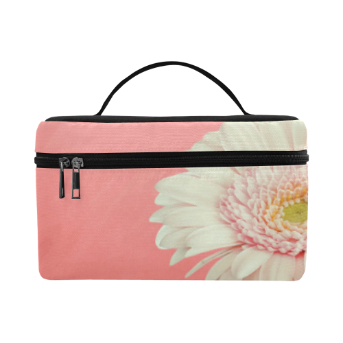 Gerbera Daisy - White Flower on Coral Pink Lunch Bag/Large (Model 1658)