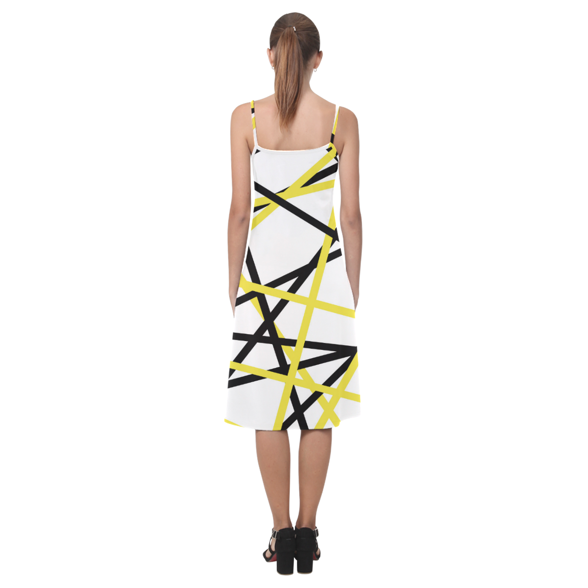 Black and yellow stripes Alcestis Slip Dress (Model D05)