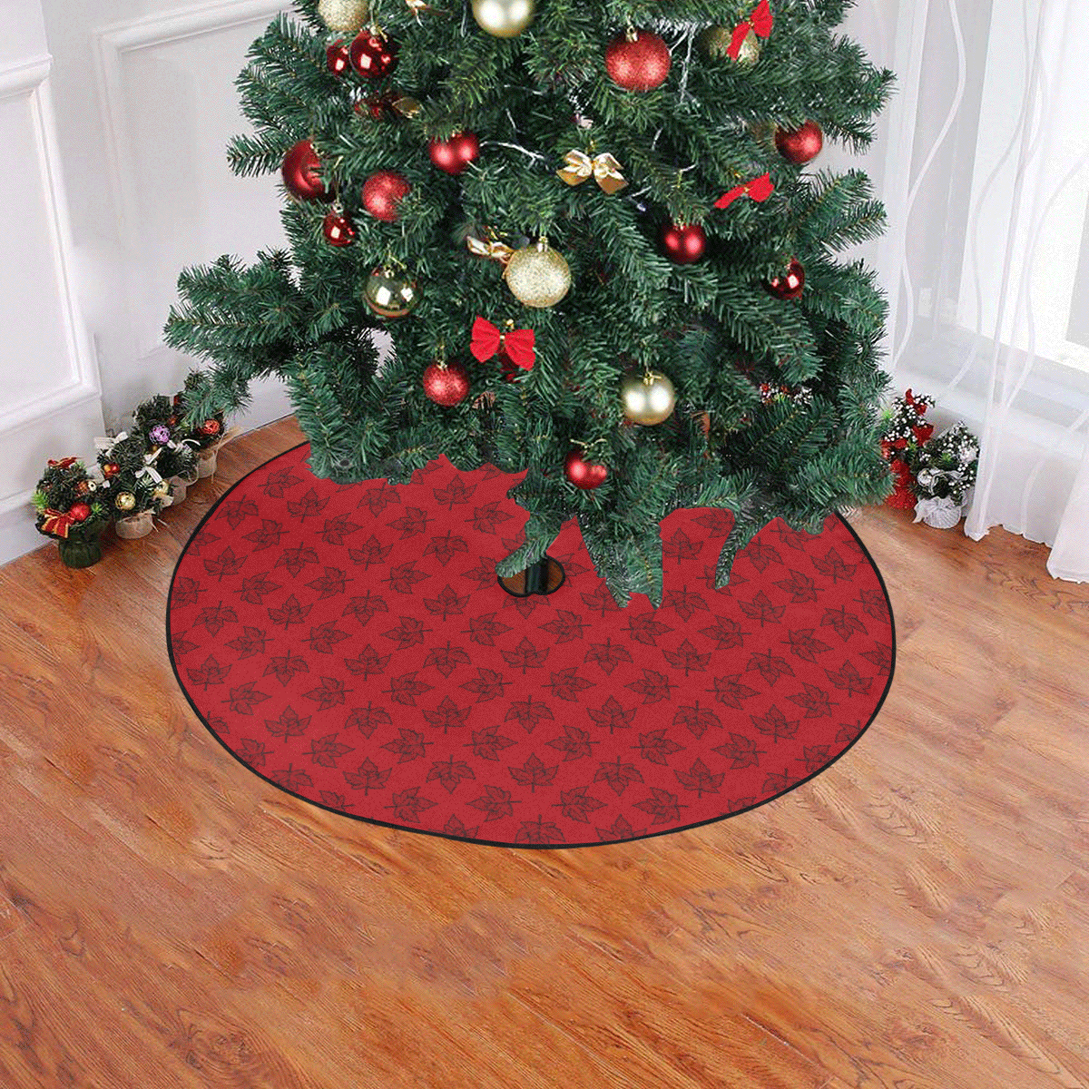 Cool Canada Retro Red Christmas Tree Skirt 47" x 47"