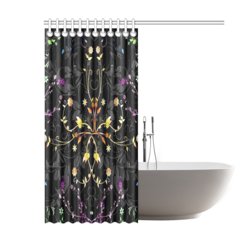 Purple and golden floral swirl brushes shower curtian Shower Curtain 60"x72"