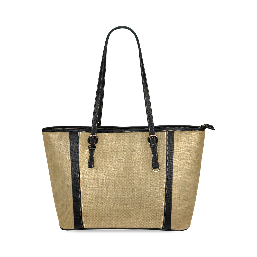 Burlap Coffee Sack Leather Tote Bag/Large (Model 1640)