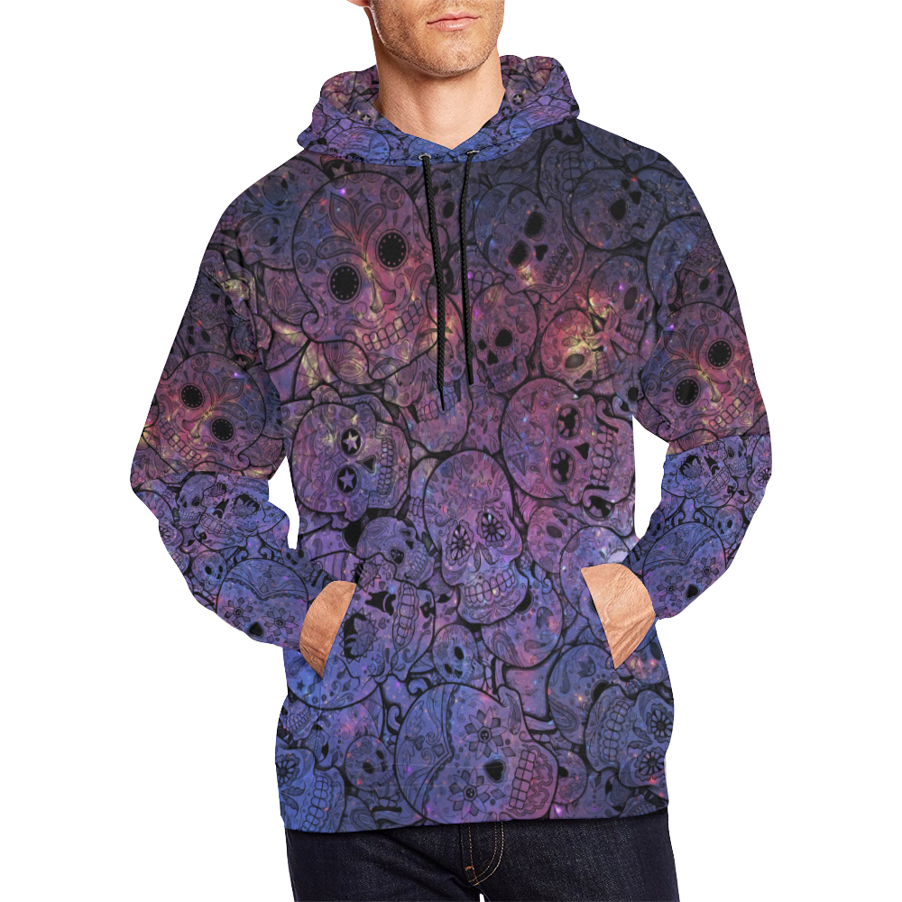 Cosmic Sugar Skulls All Over Print Hoodie for Men/Large Size (USA Size) (Model H13)