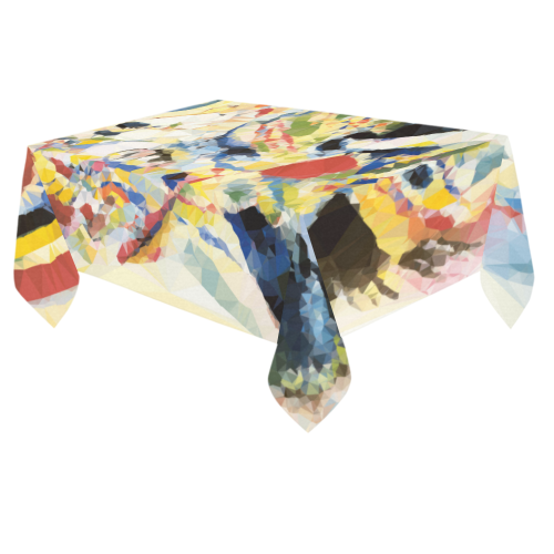 Abstract Geometric Triangles Red Blue Kandinsky Cotton Linen Tablecloth 60"x 84"